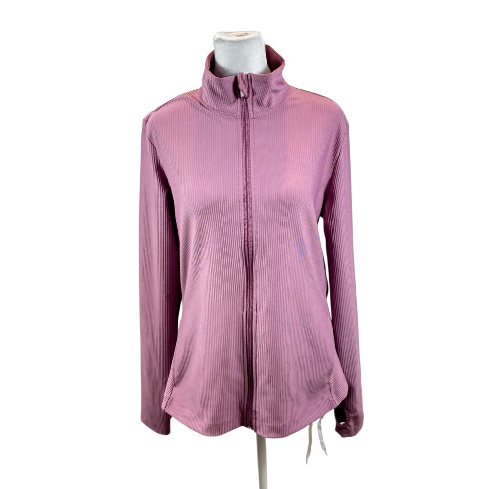 Ladies ebb & flow Full Front‎ Zip Ribbed Purple Yoga Jacket Size Large